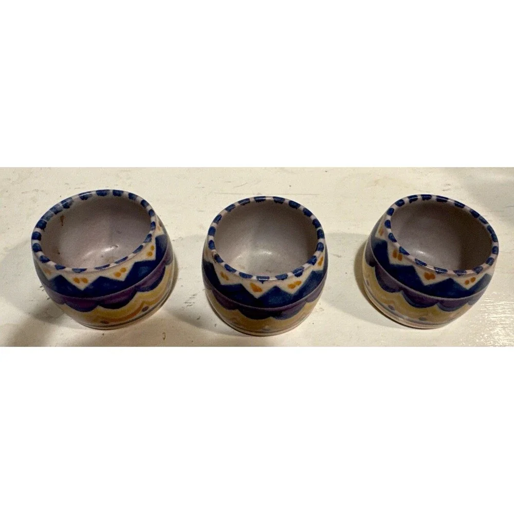 Vintage Poole Pottery Egg Cups Set of 3 Art Deco Hand Painted 211 England 18